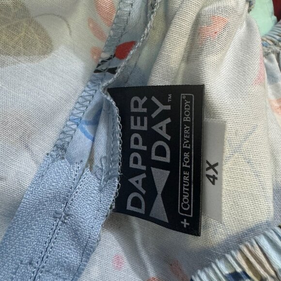 Dapper Day Floral Print Skirt & Top Set 4X Light Blue 100% Cotton First Frost - Picture 8 of 15